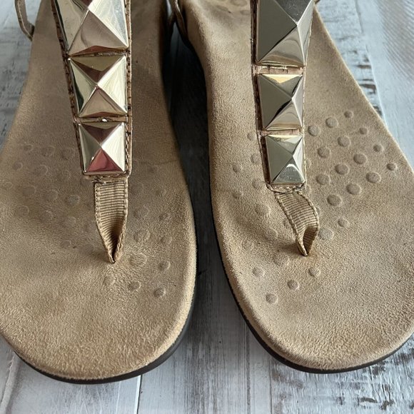 Vionic Nala Gold Accent Faux Cork Ankle Strap Ortho Heel Sandals - Picture 6 of 9